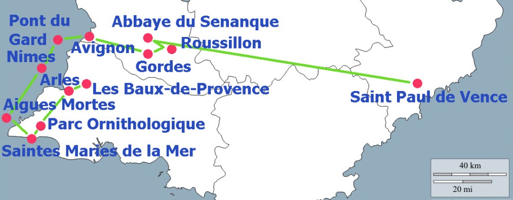 Mappa di Provenza e Camargue: cosa vedere