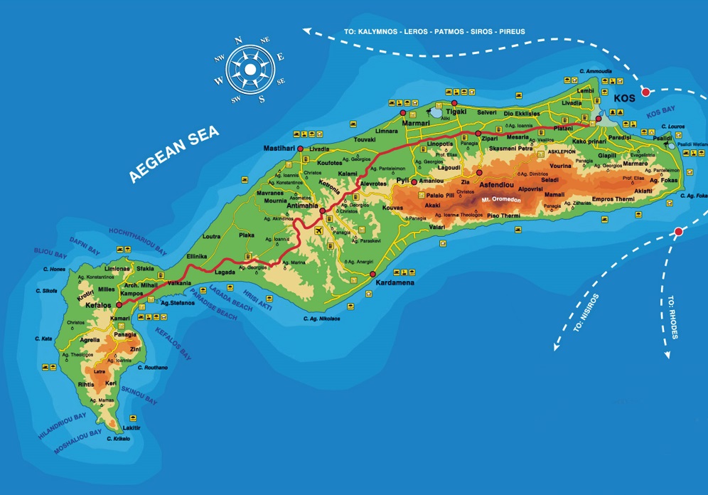 Mappa di Kos in Grecia